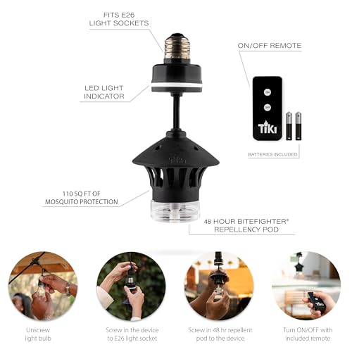 TIKI® BiteFighter® Plug & Repel Mosquito Repellent for Outdoor String Lights Odor-Free, Easy Install, 110 sq. ft. Coverage with 48 Hours of Protection by TIKI - Image 3