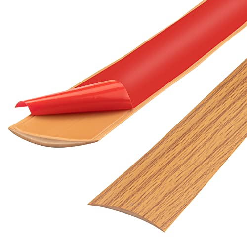 Tira de umbral de PVC de 200cm, tiras de transición de piso, tiras de cubierta de piso laminado, tira divisoria de puerta de piso autoadhesiva (5cm, grano de madera amarillo)