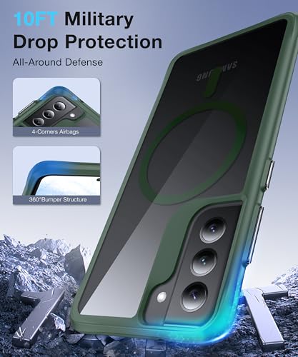 Coque Samsung S21 FE MagSafe FNDMIL silicone rigide transparente antichoc vert - 6