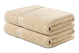 True Feelings - Badetücher 2er Set - 100% Baumwolle - Premium Qualität (Creme) - 70 x 140 cm