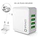 Produktbild SPLAKS USB Ladegerät 4-Port Wall Charger Netzteil mit EU/USA Stecker für iPhone 11/Xs/Max/XR/X iPad Bluetooth/Tragbar Geräte USB-Ladene Geräte-Weiß
