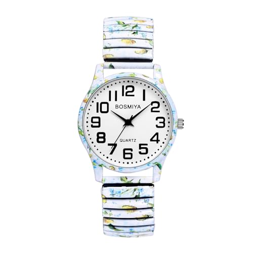 JewelryWe Reloj Elástico Números Grandes: Reloj de Cuarzo Analógico Unisex para Mujer Boho HD Fácil de Leer Correa Extensible de Acero Inoxidable - para Ocio Negocios Regalos JewelryWe Reloj Elástico Números Grandes: Reloj de Cuarzo Analógico Unisex para Mujer Boho HD Fácil de Leer Correa Extensible de Acero Inoxidable - para Ocio Negocios Regalos