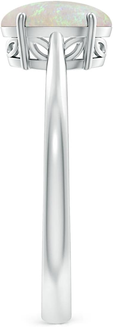 Angara Natural Opal Solitaire Ring for Women | Classic Prong Set Oval Opal Ring in 14K Solid Gold | October Birthday, Anniversary, Gemstone Jewellery Gift - Image 3