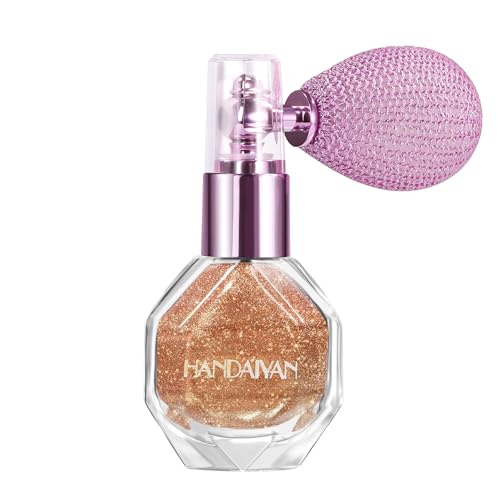 Spray de purpurina para rostro, cuerpo y cabello | Resaltador cosmético brillante | Perfecto para Navidad, raves y fiestas de bronceado