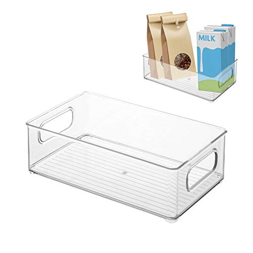 Easy-Topbuy - Contenitore per frigorifero impilabile per frigorifero, organizzatore per cassetti, in plastica trasparente con manici per frutta, verdura, 25,7 x 15 x 7,5 cm