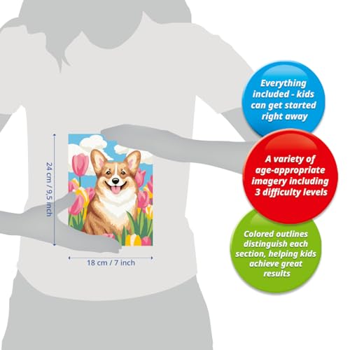 Ravensburger – CreArt Kids 18x24cm – Numéro d'art – Corgi – Kit de Peinture par numéros – Dès 9 Ans – 12023222