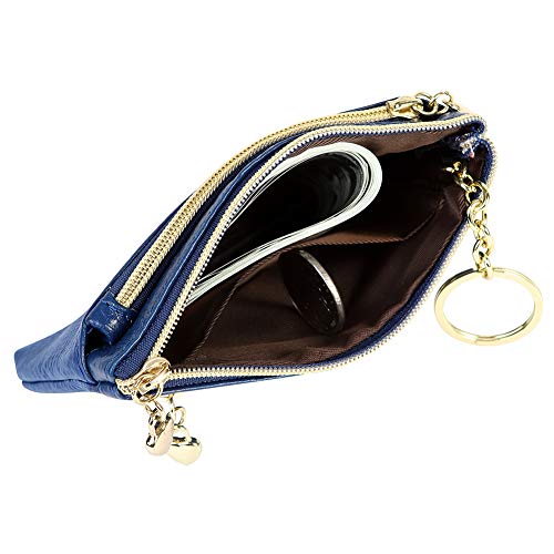 Women's Genuine Leather Coin Purse Zipper Pocket Size Pouch Change Wallet, Royal Blue #TOP3