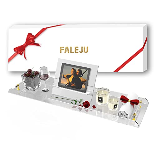 Faleju Clear Acrylic Bathtub Tray With Handles Caddy Acrylic Bath Tray Table, Reading Rack, Tablet Holder, Cellphone Tray And Wine Glass Holder #TOP5