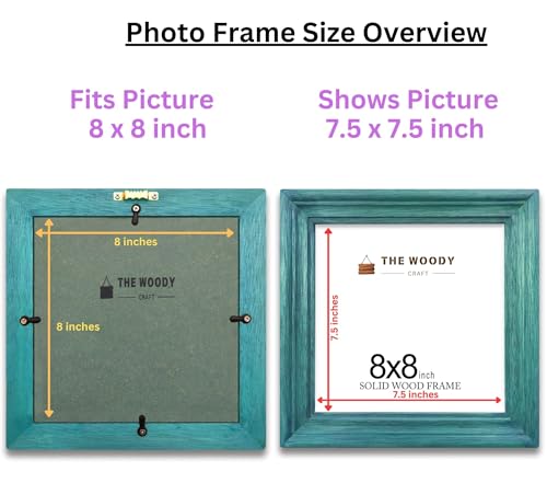 Image of 8x8 Photo Frames | Wall Frames | mini Photo Frame | Blue Wood Frame for Wall | Stylish Home & Office Decor, Ideal Gift for Friends (8x8 inch, Blue)