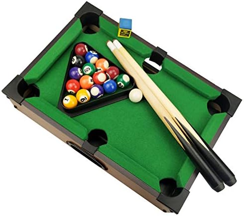 Benfu Mini Table Billiards Game, Home and Office Desktop Billiards Game, Including Pool Table 15 Colorful Balls, 1 Cue Ball, 2 Billiard Sticks, 1 Chalk Triangle Cube (14inches)