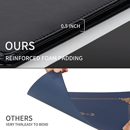 Diploma Cover 8.5 X 11 Certificate Holders For Letter-Sized Award Padded Menu Cover - Black Leather #TOP3