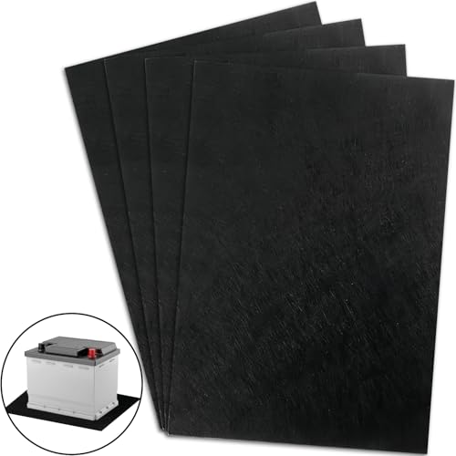 4 Pcs Battery Protector Mat 8 x 12 Inches – Anti-Shock & Acid Absorbent Battery Tray Liner, Corrosion Resistant & Vibration Dampening Pads for Cars, RVs, Boats, Trucks