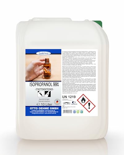 Lorito Isopropanol 99 9% Isopropylalkohol 2- Propanol Fettlöser Reinigungsmittel für Industrie Kosmetik und Haushalt 10 Liter