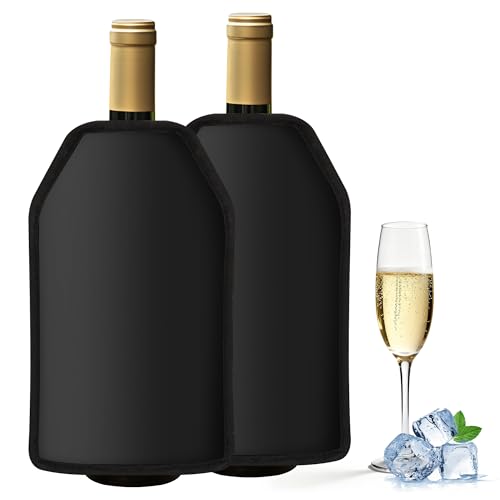Oaioya 2 Borsa Raffredda per Bottiglie Spumante Champagne Vino,Sacco Termico Refrigeratore per Vini,Fascia Raffreda Bottiglie Elastica,Manicotto Refrigerante per Bevande Birra Vino Viaggio Feste