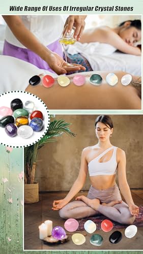 DUQGUHO 15 Pcs Natural Crystals Bulk Tumbled Stones Polished Irregular Quartz Crystal Set Chakra Colored Rocks Gemstones Vase Filler Landscape Bottom Decoration Energy Reiki Beginners Decoration - Thumbnail 7