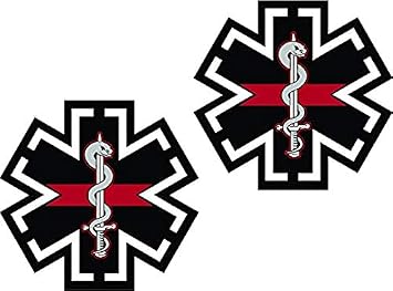 x2 5" Tactical Star of Life Thin Red Line Decal EMS EMT TEMS Paramedic 3M Reflective Sticker