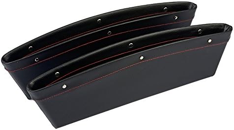 OKZ Car Pocket Organizer (2 pack) - Universal Car Slit Storage Organizer Console Seat Side Gap Filler Seat Pocket-Premium PU Leather Seat Catcher Caddy-Car Interior Accessories (black)
