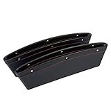 OKZ Car Pocket Organizer (2 pack) - Universal Car Slit Storage Organizer Console Seat Side Gap Filler Seat Pocket-Premium PU Leather Seat Catcher Caddy-Car Interior Accessories (black)