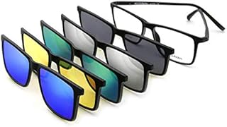 BAUHAUS Magnetic Clip on Sunglasses for Men & Women Polarized UV Protection Retro Square Eyeglasses Fit Over Night Driving