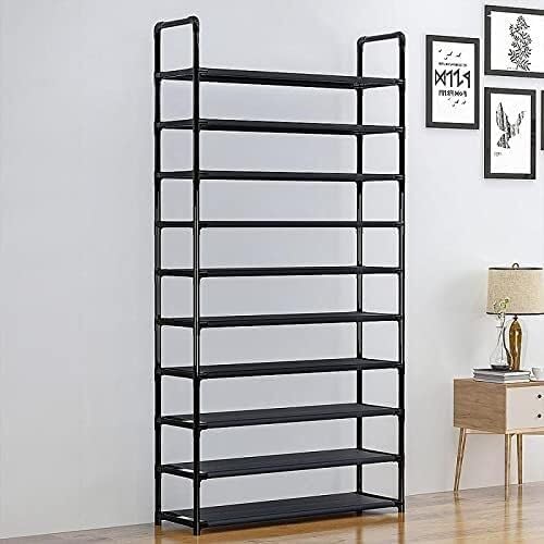 Étagère à chaussures 10 niveaux noire amovible pour dortoir