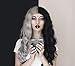 Produktbild Perücke Schwarz und Grau Damen Lang Locken Perücken mit Pony und Perückennetz für Mädchen Super Natürlich Volle Synthetik Kunsthaar Wig 001N