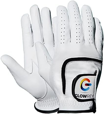 GLOWREY Football Gloves- Leather Youth Football Gloves-Enhanced Performance Receiver Gloves with Super Tacky Grip for Ultimate Best Game Experience for All Ages (White, X-Large)