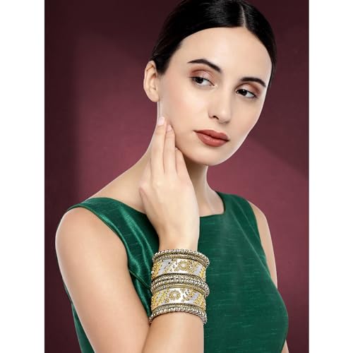 Image of Peora Silk Thread Kundan & Stone Studded Chuda Bangles Set Gift for Women