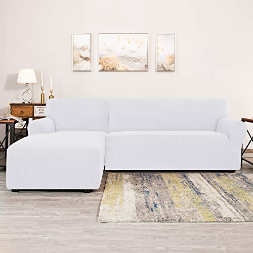 Chun Yi Small Armchair Cover And L Shaped Sofa Slipcovers (White, Left Chaise) #TOP2