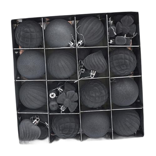 KiBcsLic 32 Piezas Adornos Navideños Baubles Colgantes Pendientes Navidad Decorativos PP Flocking con Cuerda Fácil de Colgar para Reuniones Sociales, Gris, Individual