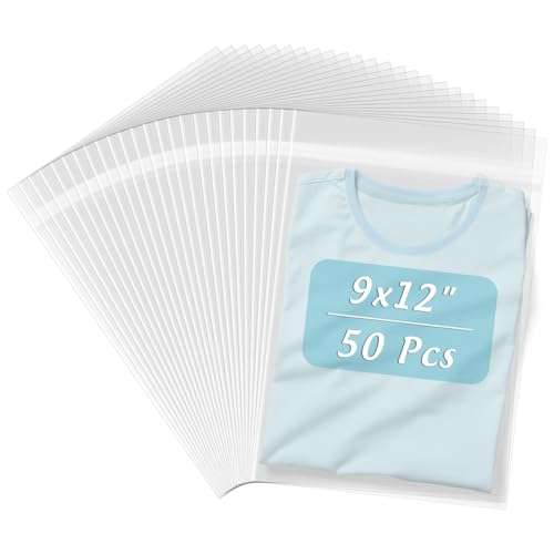 Frametory 9x12 Inches Acid-Free Plastic Sleeves Clear Storage Bags, 50