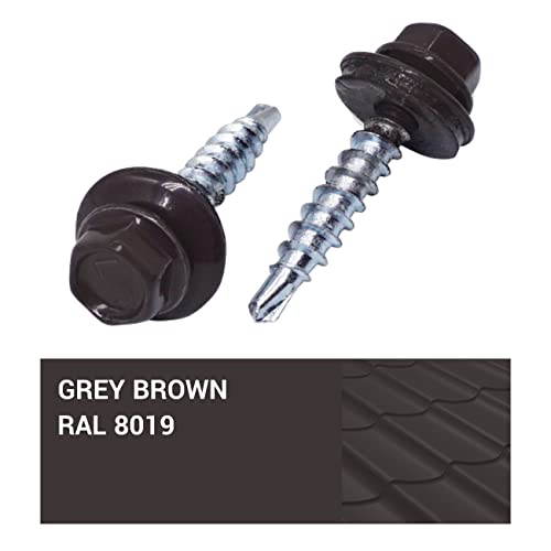 (Pack of 250 pcs) Metal Roofing Screws, 4.8 x 35 mm Painted Self-Drilling Screws With EPDM Washers - Image 4