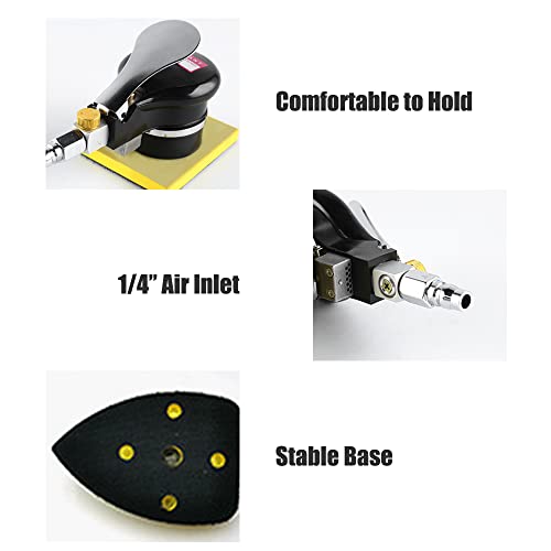 Florbela Mini lixadeira de ar em órbita aleatória com base de 90 x 130 mm, polidor portátil de alta