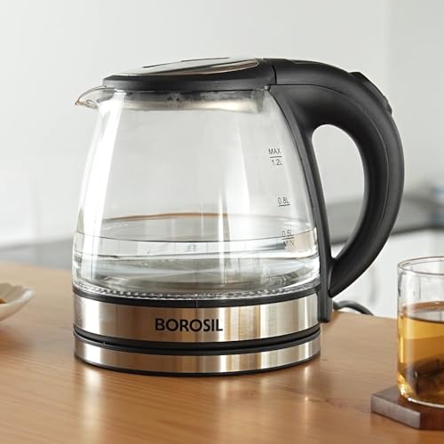 Tetera eléctrica de vidrio Borosil Crystal 1.2L miniatura 1