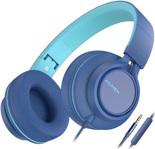 AILIHEN MS300 Kopfhörer mit Kabel und Mikrofon für Chromebook, Laptop, Computer, Smartphone, 3,5 mm, faltbar, leicht, Headset für Schule, Teenager, Mädchen, Jungen, Online-Klassenzimmer(RoséGold