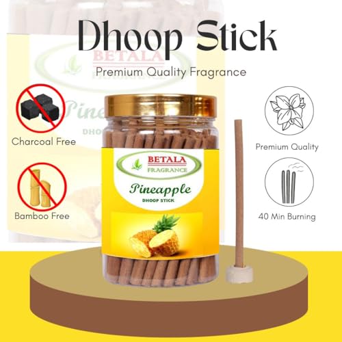 Image of Betala Fragrance Pineapple Flavour Dhoop Sticks for Pooja. Pack of 200 g with Dhup Stick Stand Holder