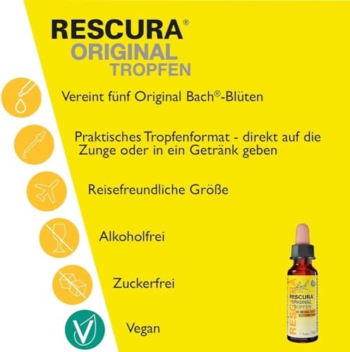 Original Bach RESCURA Tropfen alkoholfrei: (ehemals Rescue) Bachblüten-Mischung, 10ml