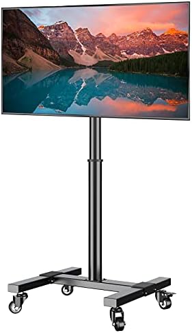 Mobile TV Cart with Wheels for 13-40 inch LED LCD Flat/Curved Screen TVs, Rolling/Floor TV Stand with Shelf Up to 44 lbs, Height Adjustable TV Trolley Max VESA 200x200mm - UL Certificated- TC001