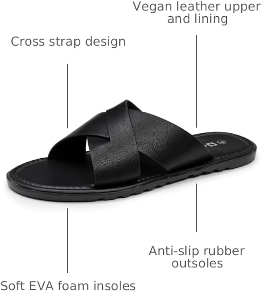 Amazon.com | Alpine Swiss Hugo Men's Vegan Leather Slide Sandals