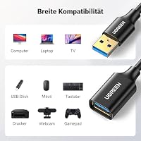 UGREEN USB 3.0 Verlängerungskabel mit Vergoldeten Kontakte (1m) – Ansicht 3