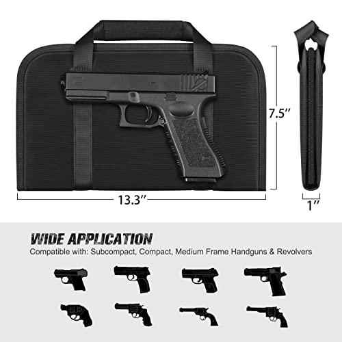 Finpac Tactical Handgun Bags For Pistol, Soft Gun Storage Pouch Single Pistol Case W/Padded Lining And Lockable Zippers For Hunting Shooting, Black #TOP4