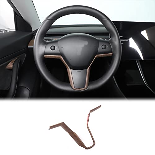 ABS Interior Steering Wheel Trim Strip Accessories for Tesla Model 3 2017-2021 (Pear Wood Grain)