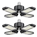 XINGHUANLIT Garage Light, 2 Pack 120W 12000LM LED Garage Ceiling Lights 6500K, 4 Panels Deformable Shop Lighting Screw into E26 E27 Bulb Socket, LED Light for Shop, Workshop, Basement, Attic, Bay