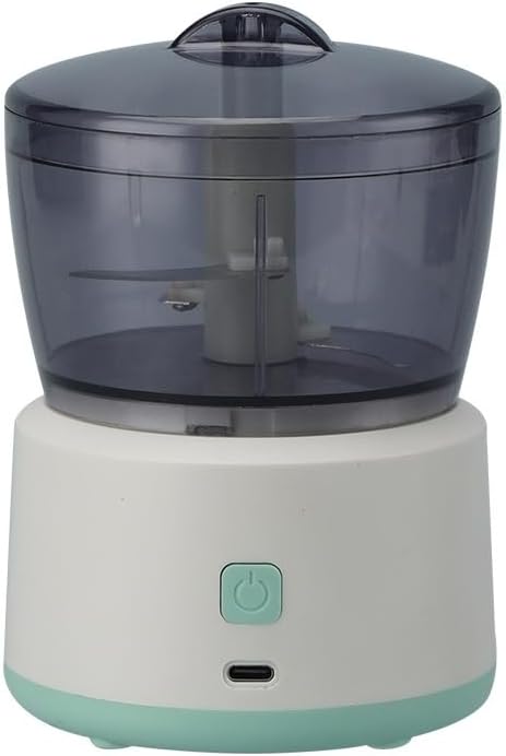 Electric Mini Meat Grinder, Automatic Multi-Function Food Processor with Intelligent Cooking Features, White and Mint Green, Compact Size