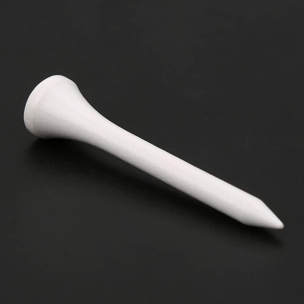 Dioche EcoFriendly Wooden Ball Tees 54mm - Portable Training and Practice Tee for Swing - Lightweight White