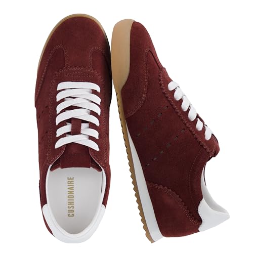 Image of CUSHIONAIRE Topcat Genuine Leather Suede Sneakers for Women, Lightweight Everyday Casual Womens Shoes with Retro Style and Cushioned Comfort