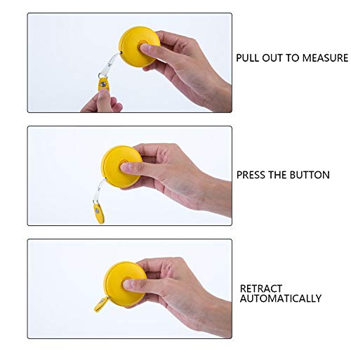 Gz Sewing Tape Measure Leather Retractable Body Measuring Tape 150 Cm 60 Inch Tailor Fabric Small Tape Measure With Push Button, Yellow (1 Pack) #TOP1