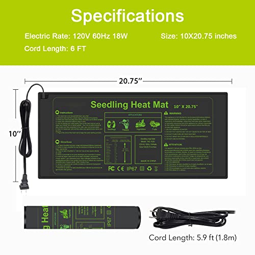 2 Pack Seedling Heat Mat 10X20.75`` Durable Waterproof Plant Heating Pad Warm Hydroponic Heating Mat For Seed Starting Germination Plant Propagation #TOP6