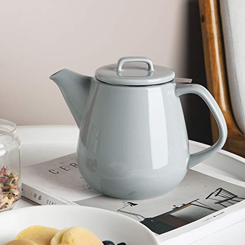 Sweejar Ceramic Teapot, Large Tea Pot With Stainless Steel Infuser, 40 Ounce, Blooming & Loose Leaf Teapot For Tea Lover, Gift, Family(Gray) #TOP2