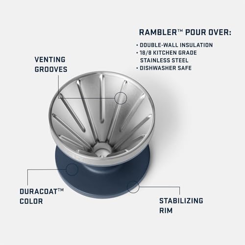 YETI Pour Over Coffee Maker Accessory Ramblers, Designed for Perfect Coffee Extraction Anywhere, Stainless Steel, fits any V60 Filter, Navy by YETI - Used condition - Image 2