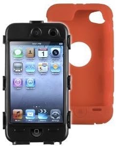 Hybrid Case Compatible with Apple iPod Touch 4th Generation, Black Hard/Orange Skin